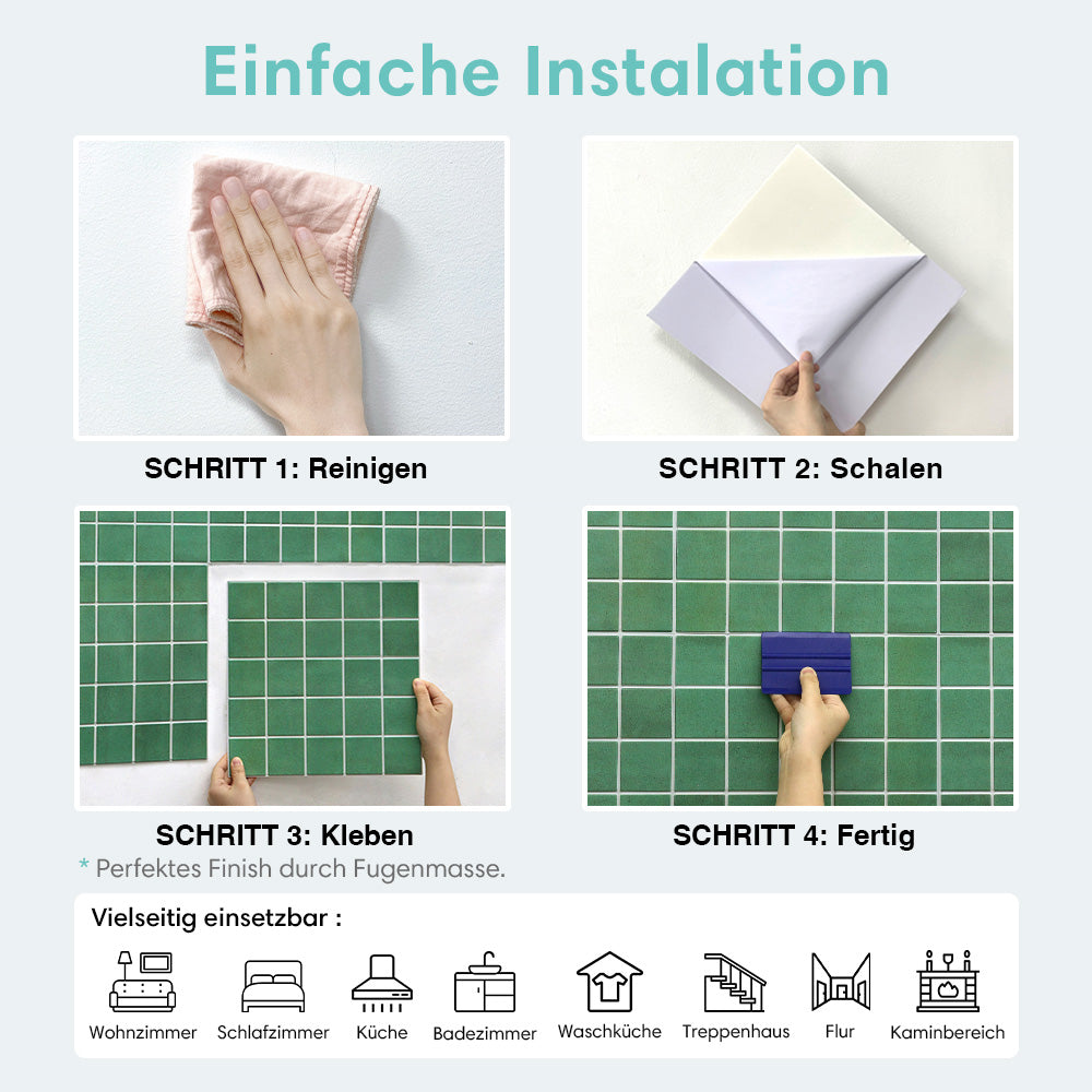 3D Wandpaneele selbstklebend Quadratisch Grün
