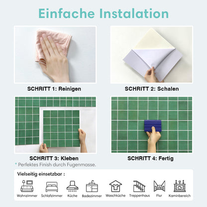 3D Wandpaneele selbstklebend Quadratisch Grün