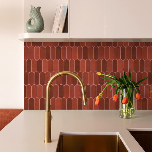 3D Wandpaneele selbstklebend Rot mit Bogen