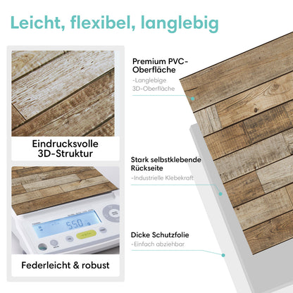 3D Wandpaneele selbstklebend Rustikales Braunes Holz Optik
