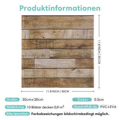3D Wandpaneele selbstklebend Rustikales Braunes Holz Optik