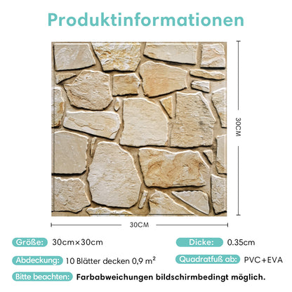 3D Wandpaneele selbstklebend Steindesign Hellbraun