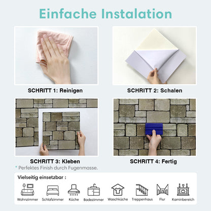 3D Wandpaneele selbstklebend Steinoptik Ashlar