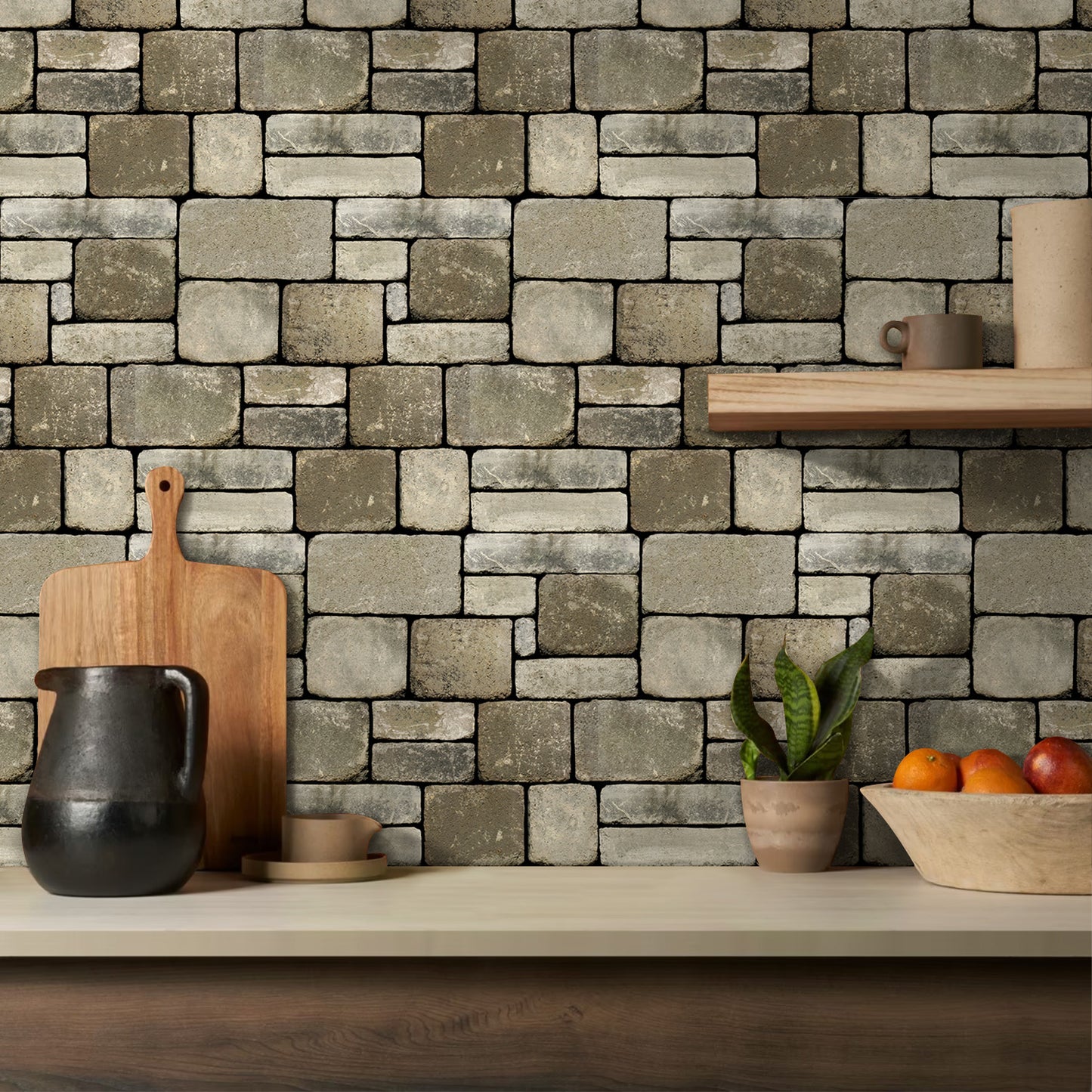 3D Wandpaneele selbstklebend Steinoptik Ashlar
