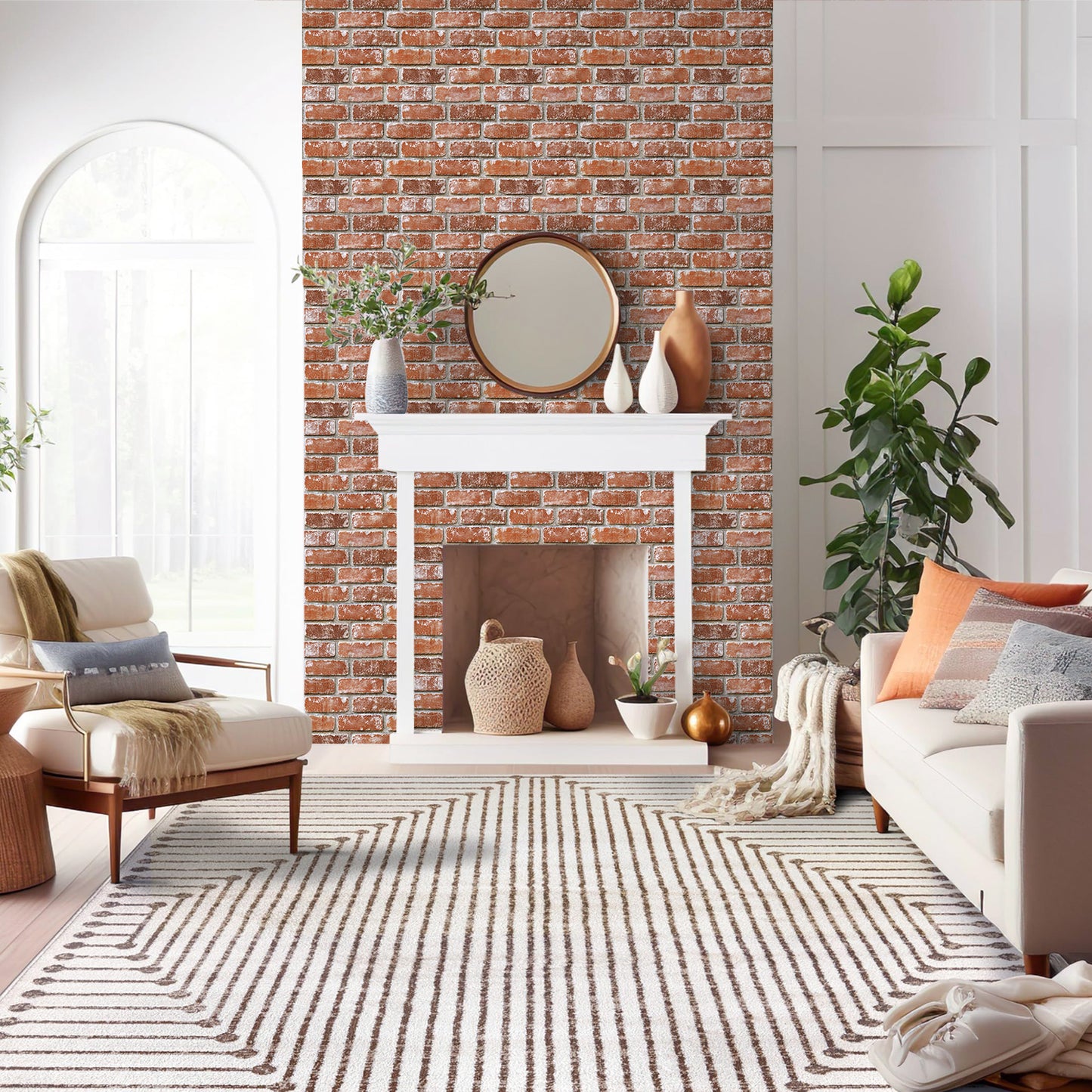 3D Wandpaneele selbstklebend Terrakotta Ziegeloptik Orange