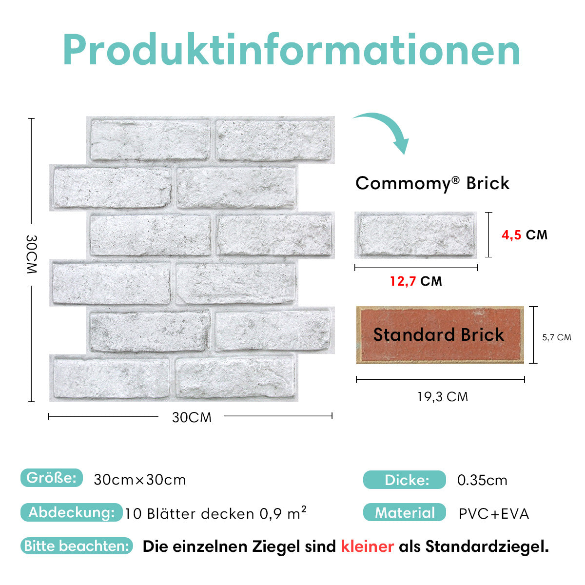 3D Wandpaneele selbstklebend Weiß-Grau Ziegeloptik