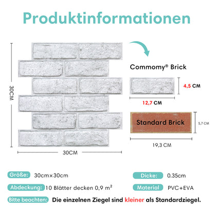 3D Wandpaneele selbstklebend Weiß-Grau Ziegeloptik