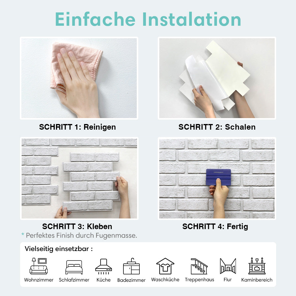 3D Wandpaneele selbstklebend Weiß-Grau Ziegeloptik