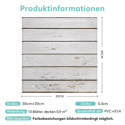3D Wandpaneele selbstklebend Weiß Holzoptik