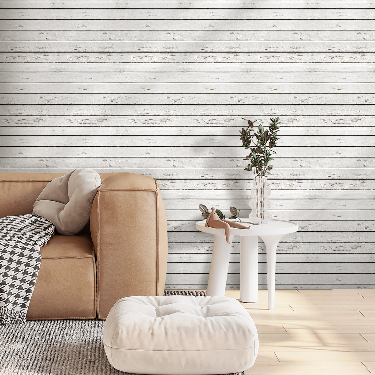 3D Wandpaneele selbstklebend Weiß Holzoptik