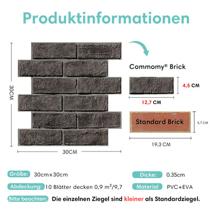 3D Wandpaneele selbstklebend Ziegeloptik Rosé Ebenholz