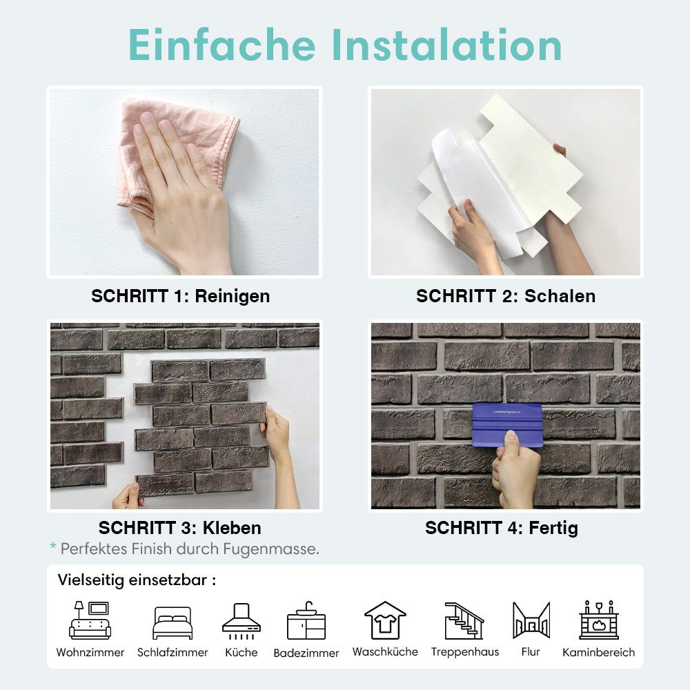 3D Wandpaneele selbstklebend Ziegeloptik Rosé Ebenholz