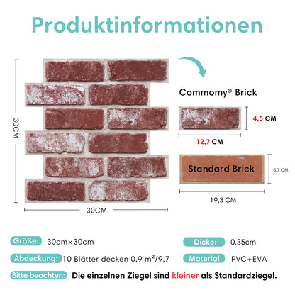 3D Wandpaneele selbstklebend Ziegeloptik Rose Weiß