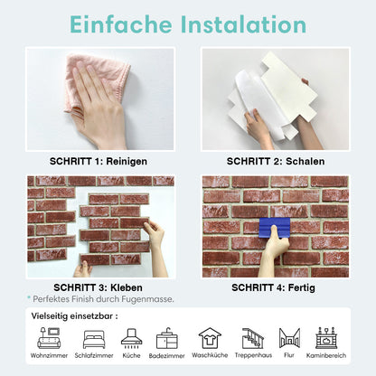3D Wandpaneele selbstklebend Ziegelsteinoptik Antikrot