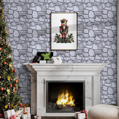 3D Wandpaneele selbstklebend in grauer Feldstein-Optik