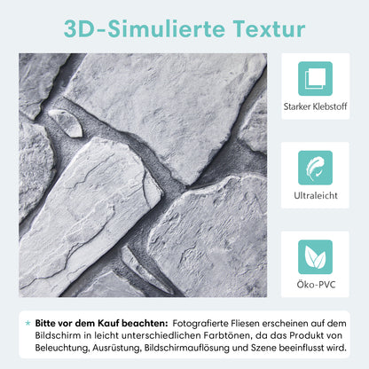 3D Wandpaneele selbstklebend in grauer Feldstein-Optik