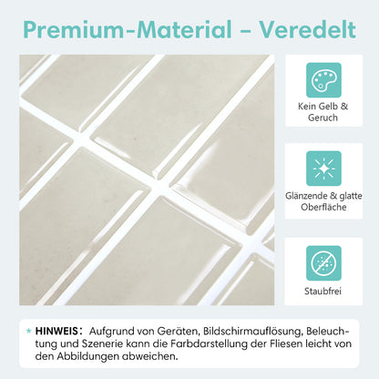 Cremebeige Selbstklebende Wandfliesen im Linear-Design