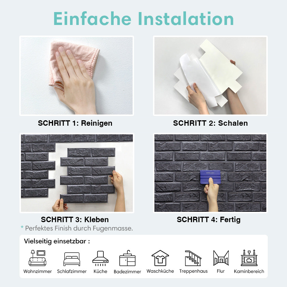 3D Wandpaneele selbstklebend Schwarze Ziegeloptik