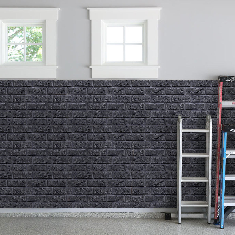 3D Wandpaneele selbstklebend Schwarze Ziegeloptik