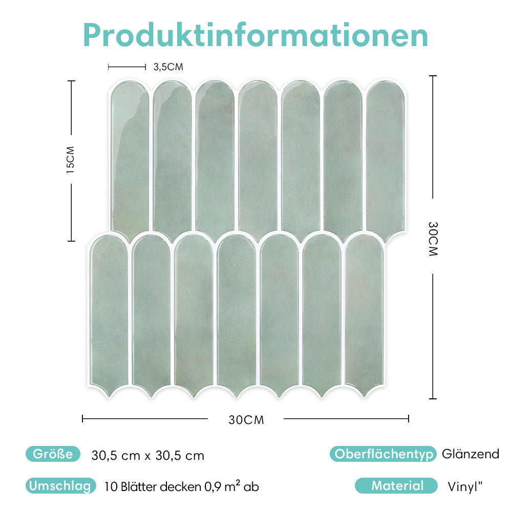 Fischschuppen Wandfliesen Selbstklebend – Sea Mist Grün Extra Dick