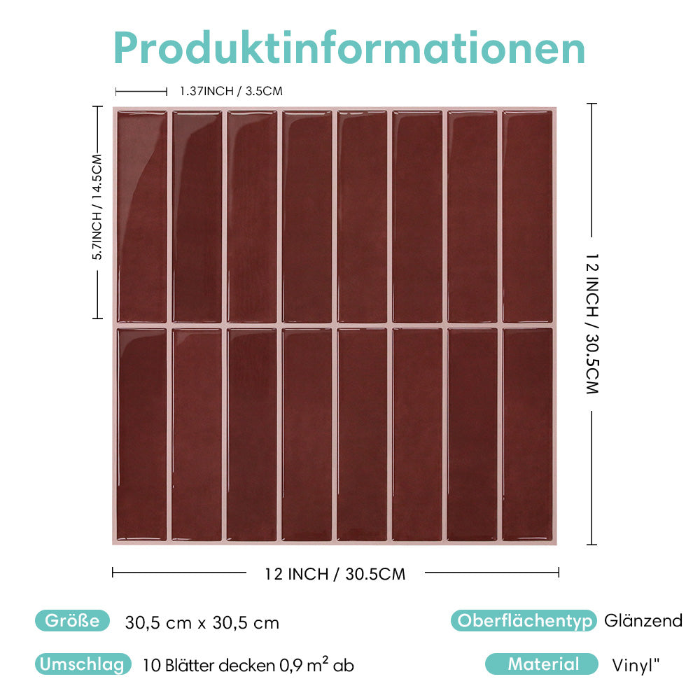 Rot Lineare Selbstklebende Wandfliesen
