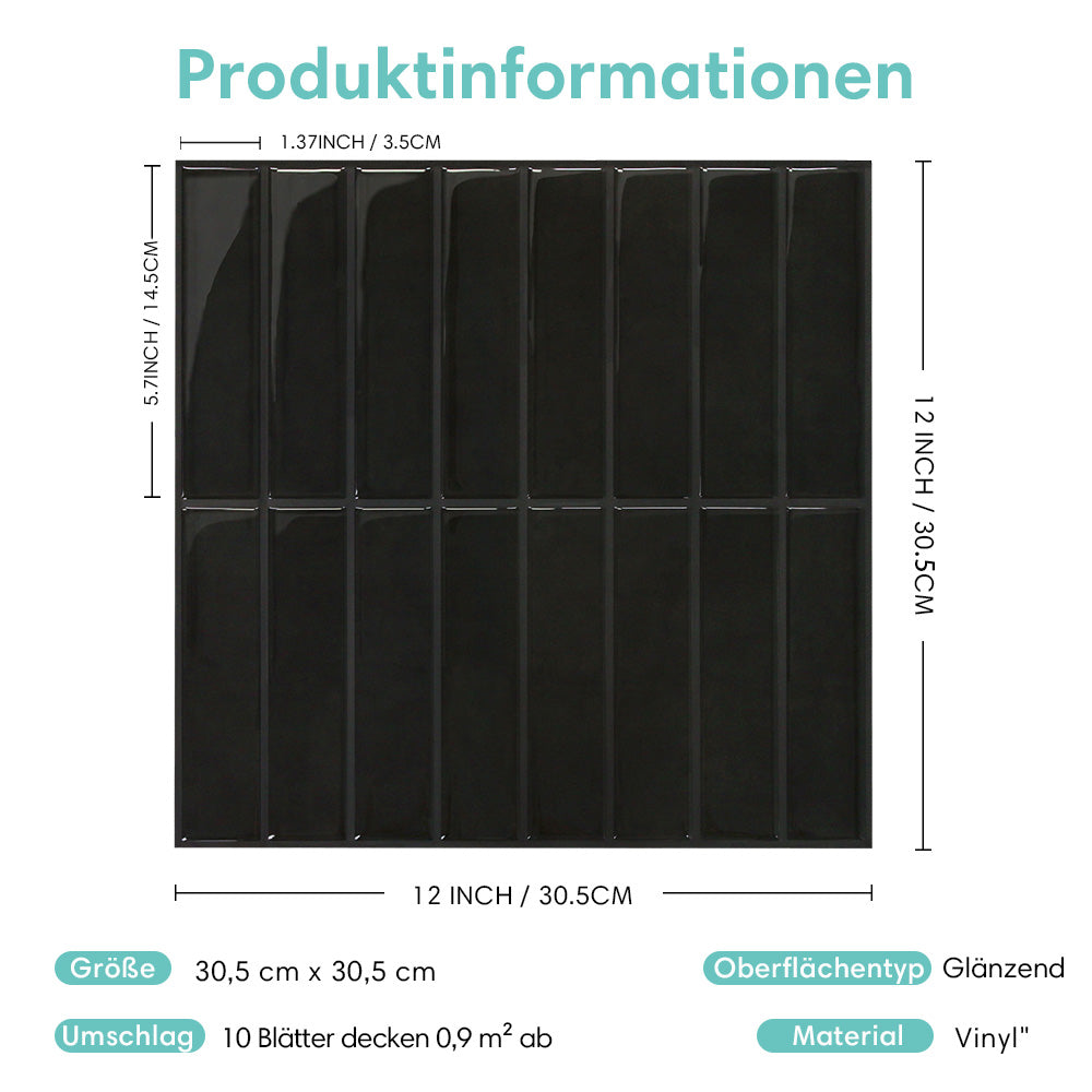 Schwarz Lineare Selbstklebende Wandfliesen