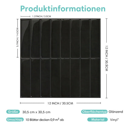 Schwarz Lineare Selbstklebende Wandfliesen