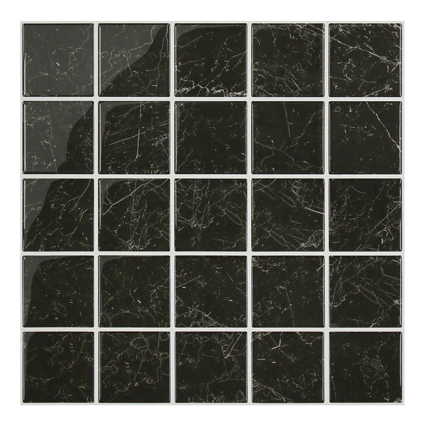 Schwarz Marmor Selbstklebende Wandfliesen Quadratisch - Thick