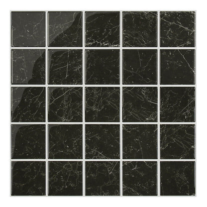 Schwarz Marmor Selbstklebende Wandfliesen Quadratisch - Thick