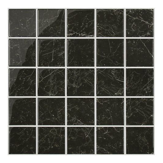 Schwarz Marmor Selbstklebende Wandfliesen Quadratisch - Thick