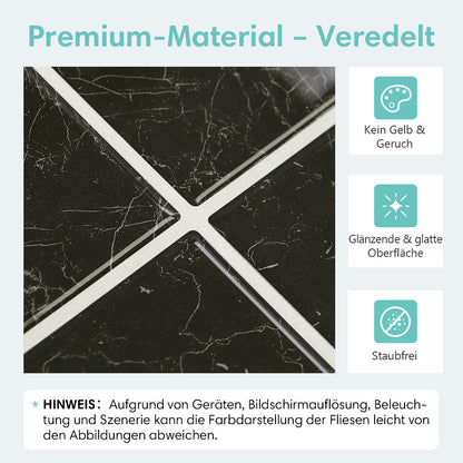 Schwarz Marmor Selbstklebende Wandfliesen Quadratisch - Thick
