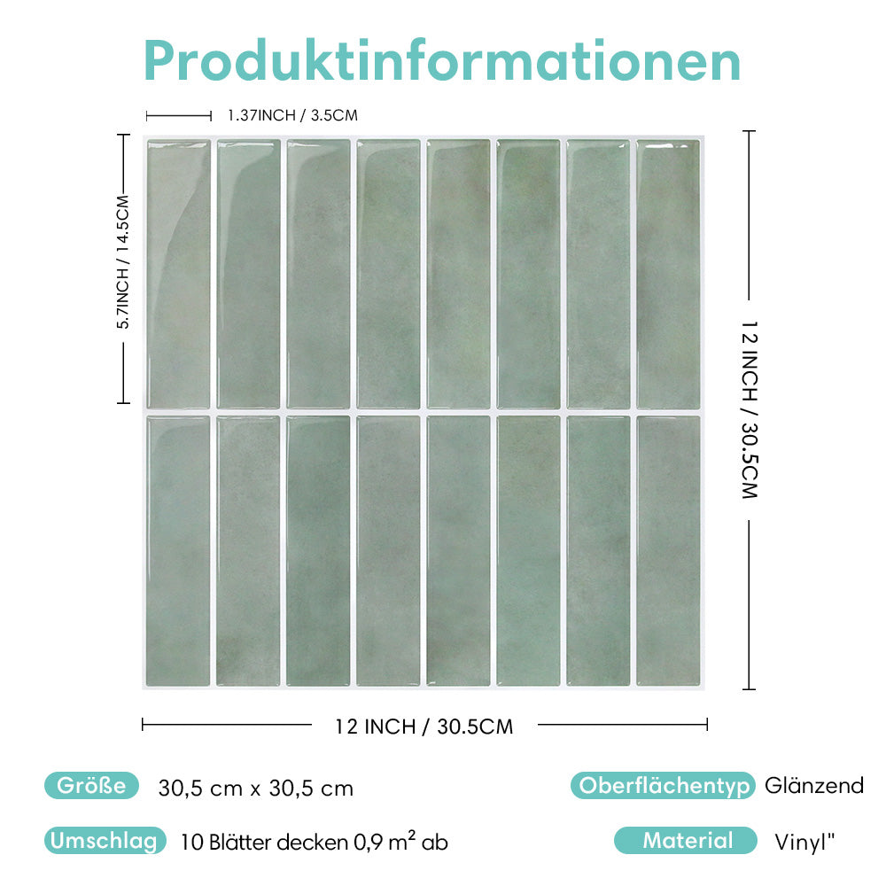 Seegrün Linear Selbstklebende Wandfliesen