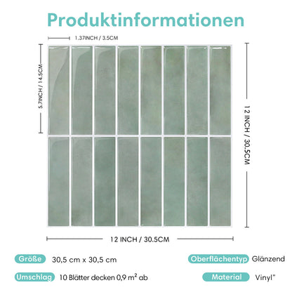 Seegrün Linear Selbstklebende Wandfliesen