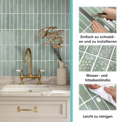 Seegrün Linear Selbstklebende Wandfliesen