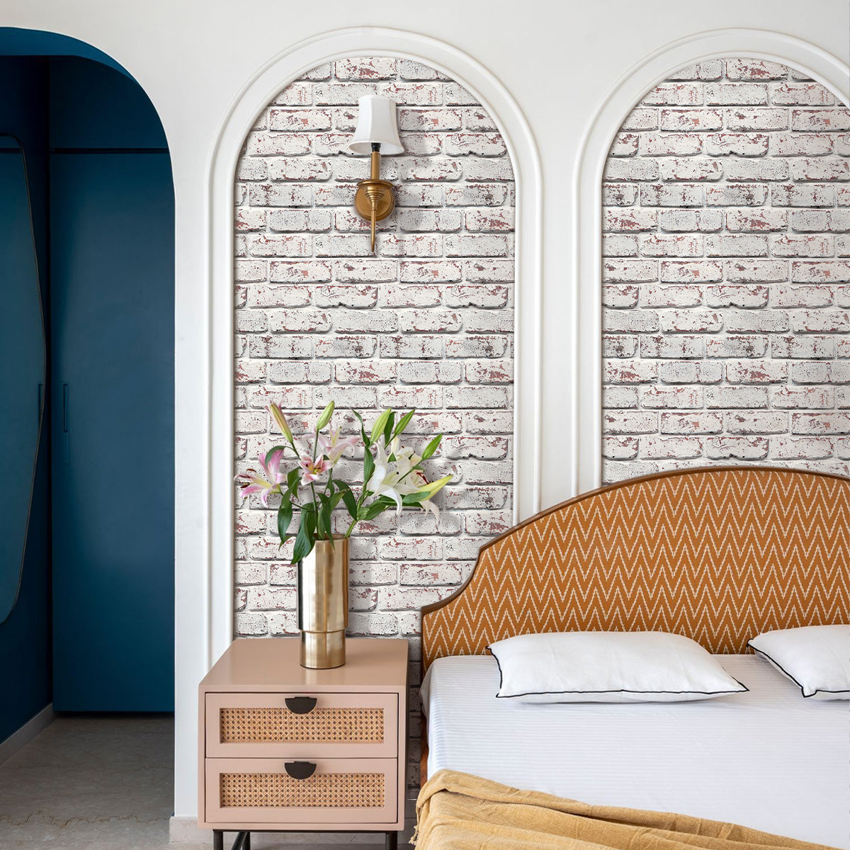 Selbstklebende 3D Wandfliesen in Weißer Ziegeloptik