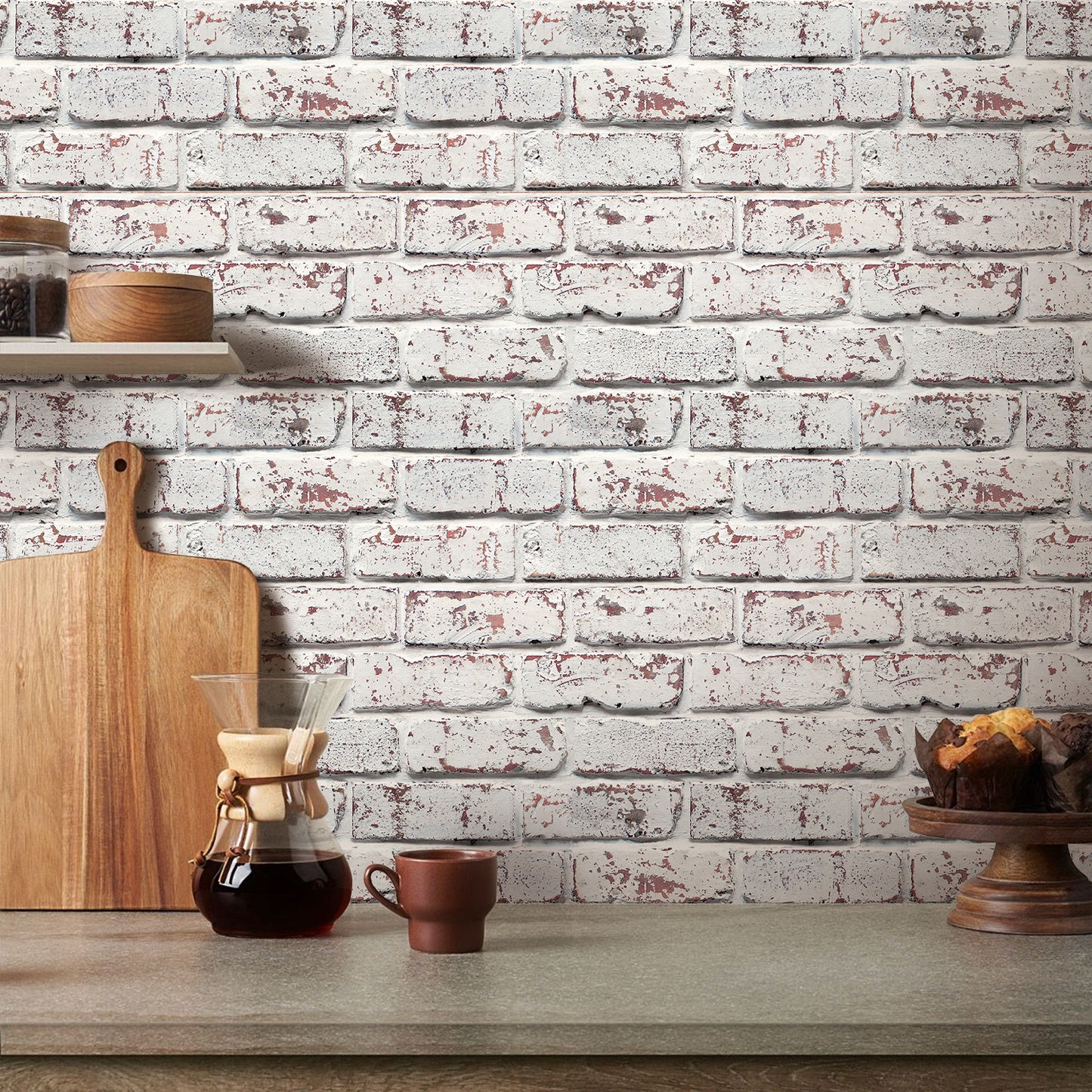 Selbstklebende 3D Wandfliesen in Weißer Ziegeloptik