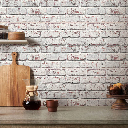 Selbstklebende 3D Wandfliesen in Weißer Ziegeloptik