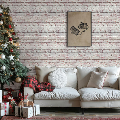 Selbstklebende 3D Wandfliesen in Weißer Ziegeloptik