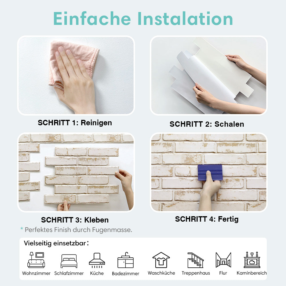 Selbstklebende 3D Wandpaneele – Beige Ziegeloptik