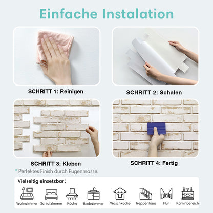 Selbstklebende 3D Wandpaneele – Beige Ziegeloptik