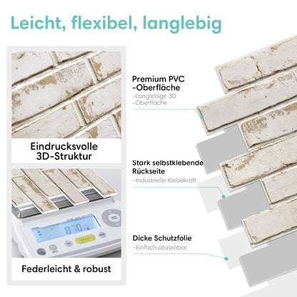 Selbstklebende 3D Wandpaneele – Beige Ziegeloptik