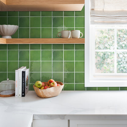 Selbstklebende Wandfliesen aus grünem Quadrat – Dickere Ausführung