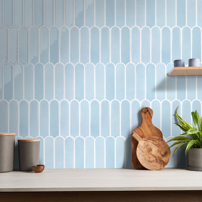 Selbstklebende Wandfliesen in Aqua-Blau – Fischschuppenmuster und Extra Dick