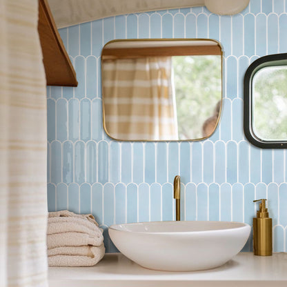 Selbstklebende Wandfliesen in Aqua-Blau – Fischschuppenmuster und Extra Dick