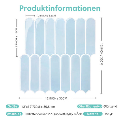Selbstklebende Wandfliesen in Aqua-Blau – Fischschuppenmuster und Extra Dick