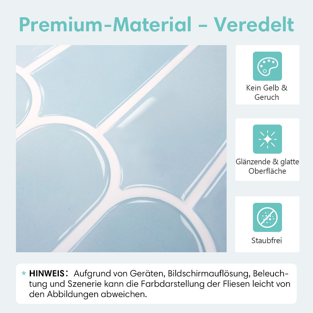 Selbstklebende Wandfliesen in Aqua-Blau – Fischschuppenmuster und Extra Dick