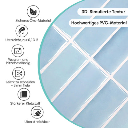 Selbstklebende Wandfliesen in Aqua Blau – Lineares Design für Küchenrückwände