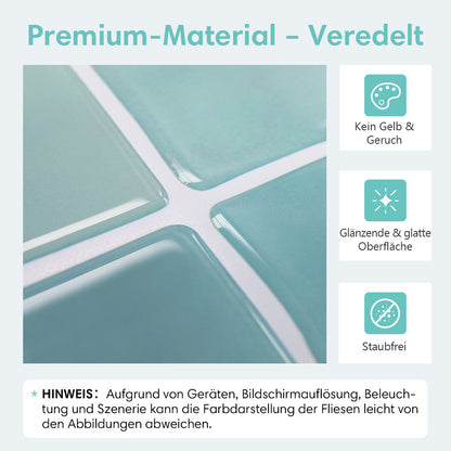 Selbstklebende Wandfliesen in Blaugrün – Quadratisch und Extra Dick