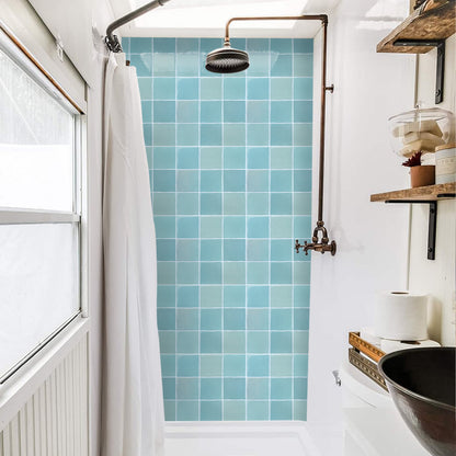 Selbstklebende Wandfliesen in Blaugrün – Quadratisch und Extra Dick