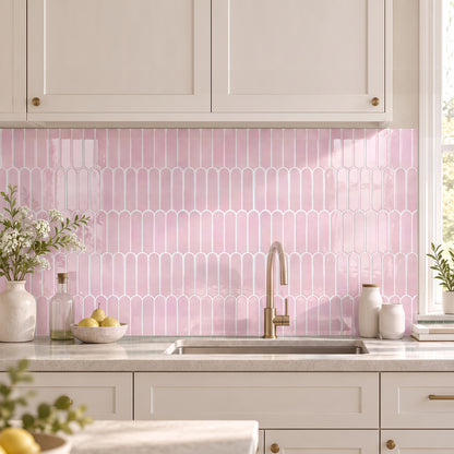 Selbstklebende Wandfliesen in Blush-Rosa – Fischschuppenmuster und Extra Dick